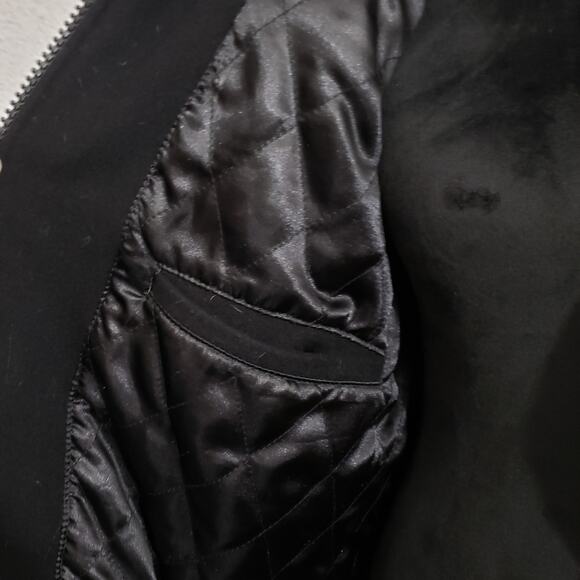 Black Burks Bomber Jacket Bay Men's Leather and Wool Sleeve and Sz Large - Picture 12 of 12